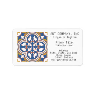 Colourful Ornamental Tile Pattern Label