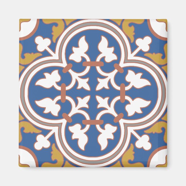 Colourful Ornamental Tile Pattern Magnet (Front)
