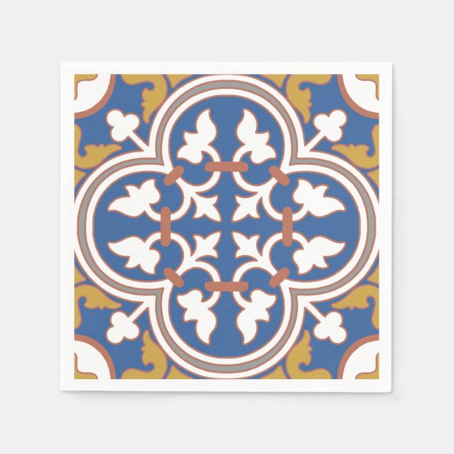 Colourful Ornamental Tile Pattern Napkin (Front)