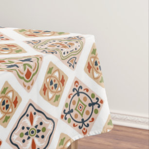 Colourful ornamental tiles pattern tablecloth