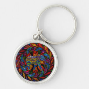 Colourful Ornate Elephant and Mandala Keychain