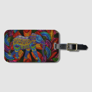 Colourful Ornate Elephant and Mandala Luggage Tag