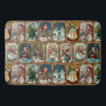 Colourful Ornate Victorian Christmas Card Collage Bath Mat<br><div class="desc">Festive and colourful vintage repeating holiday pattern featuring restored Victorian greeting card illustrations depicting scenes of Father Christmas and children,  each framed in ornate,  Gothic stained glass style ornamental gold borders.</div>
