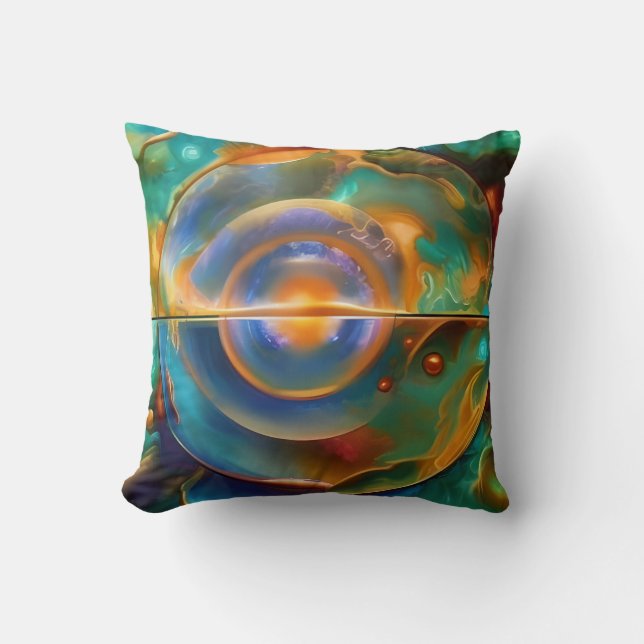 Colourful Otherworldly Abstract    Throw Pillow (Front)