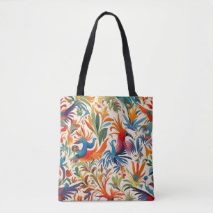Colourful Otomi Birds Pattern  Tote Bag