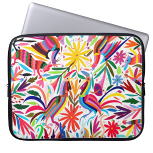 Colourful Otomi Print, Floral/Animal Pattern Laptop Sleeve