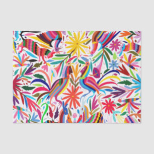 Colourful Otomi Print, Floral/Animal Pattern Tissue Paper