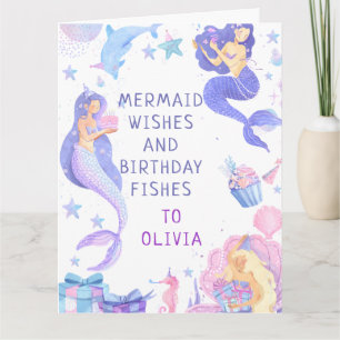 Colourful Our Little Mermaid All Ages Birthday Card