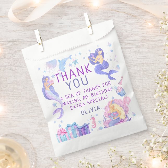 Colourful Our Little Mermaid All Ages Birthday Favour Bag (Clipped)