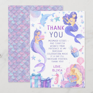 Colourful Our Little Mermaid All Ages Birthday Thank You Card