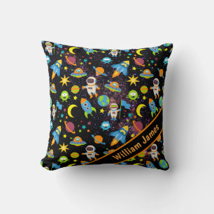 Colourful Outer Space Boy Throw Pillow