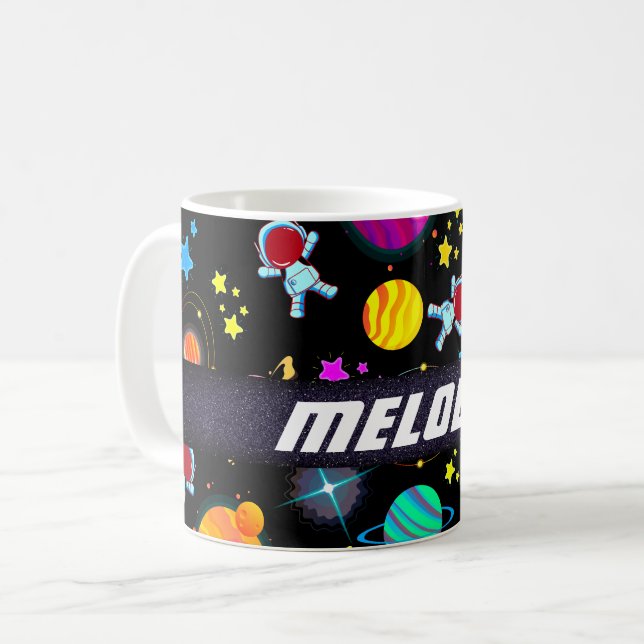 colourful outer space planet galaxy stars pattern coffee mug (Front Left)