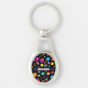 colourful outer space planet galaxy stars pattern keychain