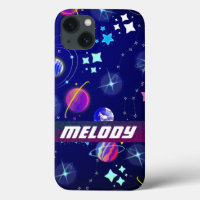 colourful outer space planets galaxy stars pattern