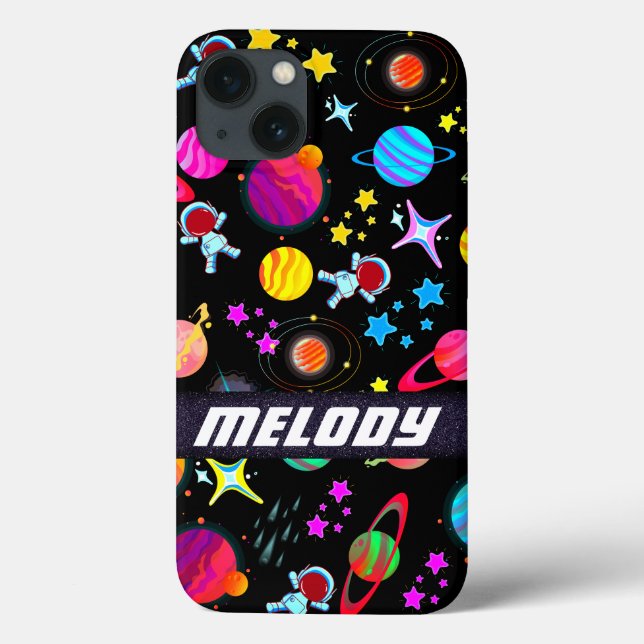 colourful outer space planets galaxy stars pattern Case-Mate iPhone case (Back)
