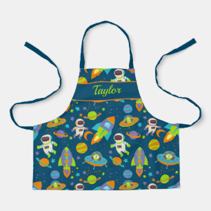 Colourful Outer Space Rocket Ship Astronaut Apron