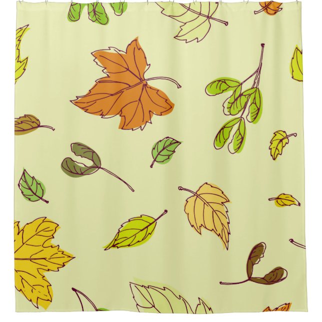 Colourful outline maple leaves in yellow backgroun (Front)