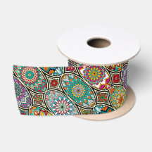 Colourful oval various mandalas floral pattern