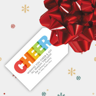 Colourful Overlapping CHEER Christmas Wish Gift Tags
