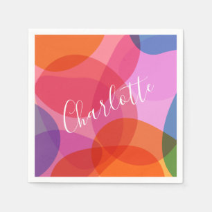 Colourful Overlapping Circles Personalized Party Napkin