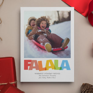 Colourful Overlapping FA LA LA Christmas Wish Phot Holiday Card