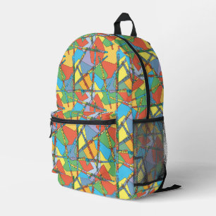 Colourful Overlapping Flutes Printed Backpack