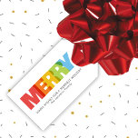 Colourful Overlapping MERRY Christmas Wish Gift Tags<br><div class="desc">Festive modern holiday gift tag featuring a colourful overlapping letter word graphic. Simple minimalist seasonal wish perfect for your holiday gift giving. ❀❀❀ Fully personalizable and easily customizable. Please reach out for assistance in personalizing or customizing to fit your wishes. We’re happy to help and hope to contribute to your...</div>