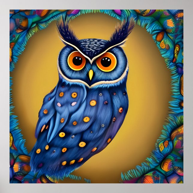 Colourful Owl AI Artwork Poster (Front)