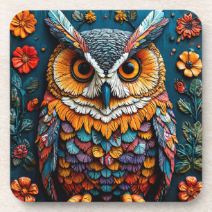 Colourful Owl Artwork With Intricate Detail Coaster