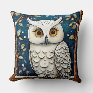 Colourful Owl Artwork With Intricate Detail Throw Pillow