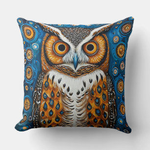 Colourful Owl Artwork With Intricate Detail Throw Pillow