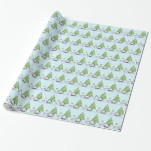 Colourful Owl & Christmas tree w/gifts Wrapping Paper