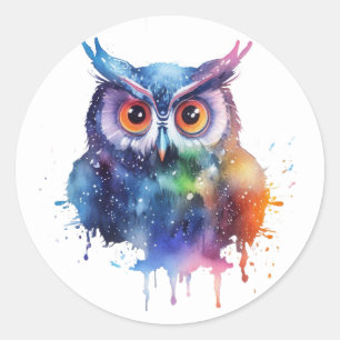 Colourful owl. classic round sticker