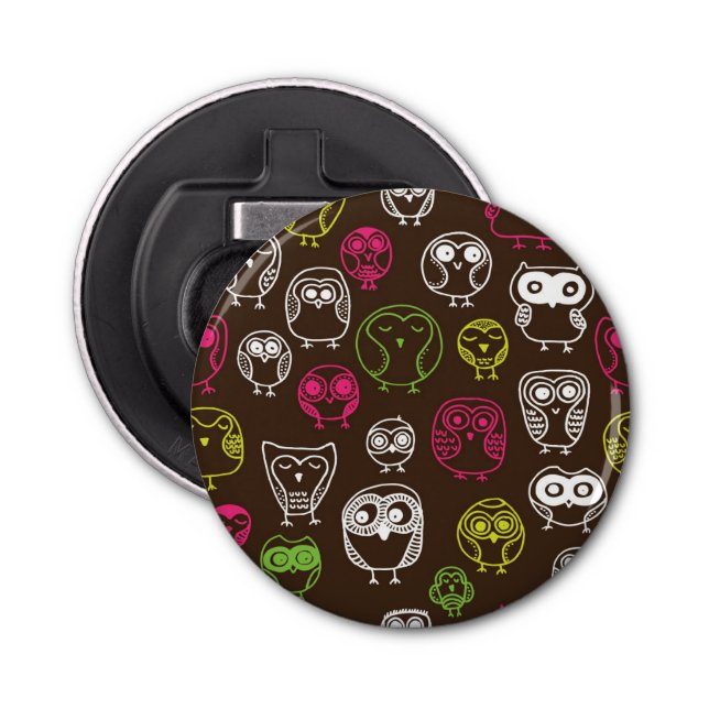 Colourful owl doodle background pattern bottle opener (Front)