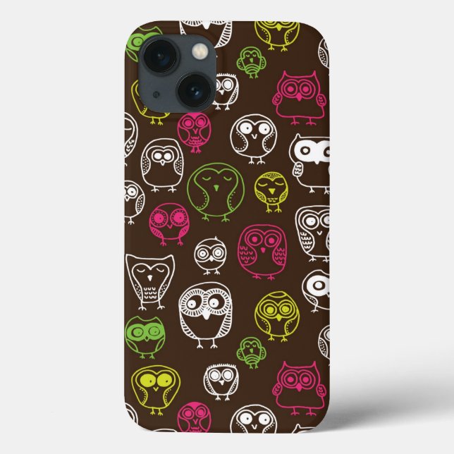 Colourful owl doodle background pattern Case-Mate iPhone case (Back)