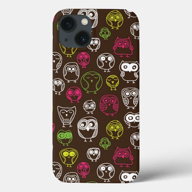 Colourful owl doodle background pattern Case-Mate iPhone case (Back)