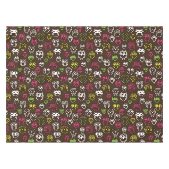 Colourful owl doodle background pattern tablecloth (Front (Horizontal))