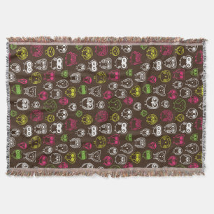 Colourful owl doodle background pattern throw blanket