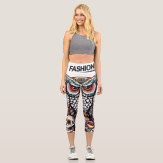 Colourful Owl Eyes Capri Leggings – Bold Boho Feat