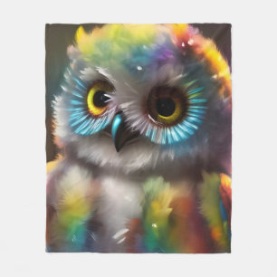 Colourful Owl Fleece Blanket