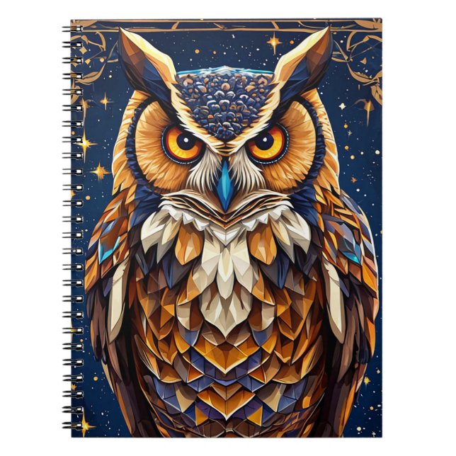 🦉 Colourful Owl Gift For Bird Lovers Nature Fans Notebook (Front)