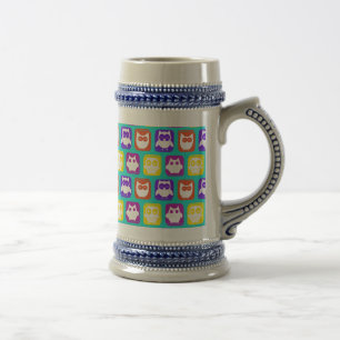 Colourful Owl Pattern Beer Stein