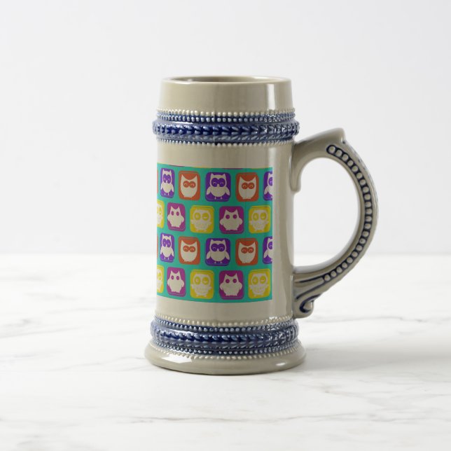 Colourful Owl Pattern Beer Stein (Right)