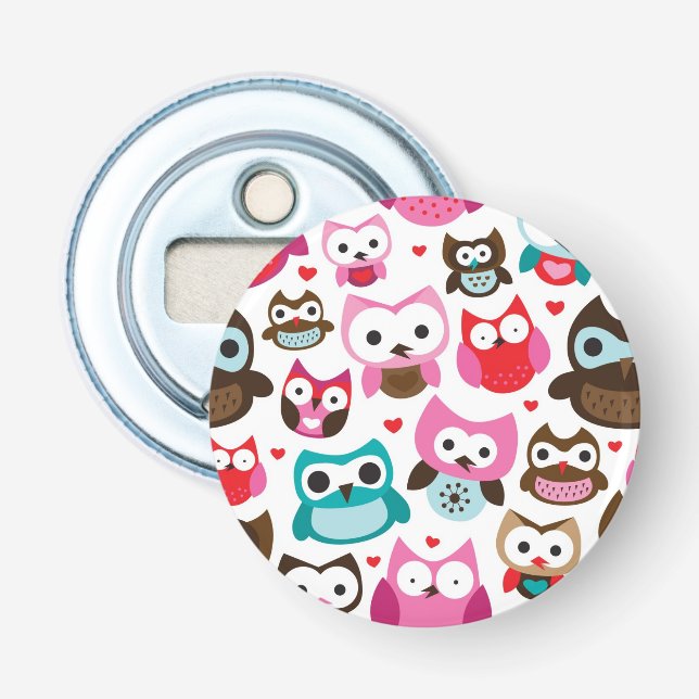 colourful owl pattern bottle opener (Front)