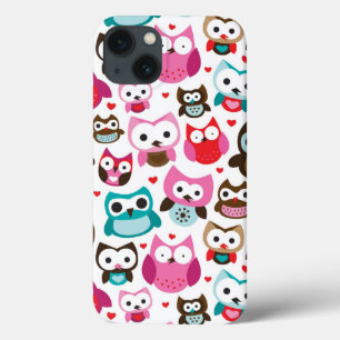 colourful owl pattern iPhone 13 case