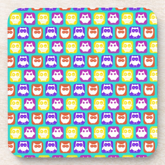 Colourful Owl Pattern Coaster (Front)