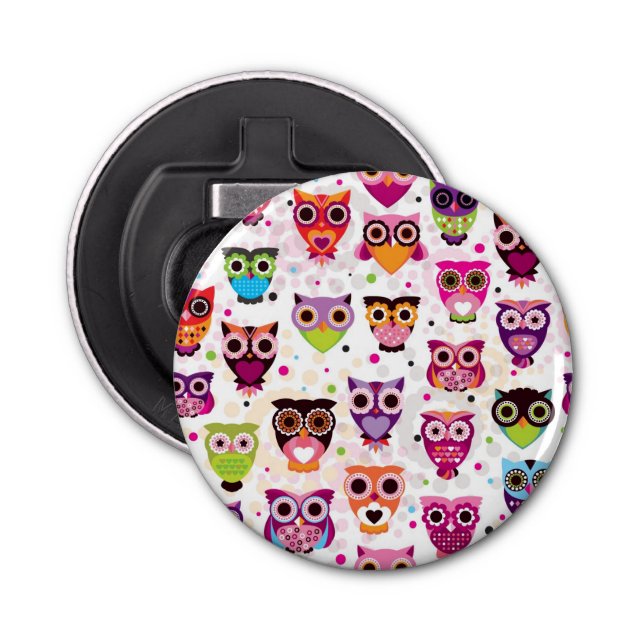 Colourful Owl Pattern For Kids 2 Bottle Opener (Front)
