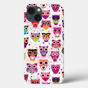 Colourful Owl Pattern For Kids 2 iPhone 13 Case
