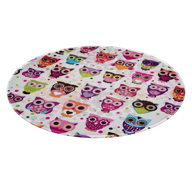 Colourful Owl Pattern For Kids 2 Cutting Board (Corner)