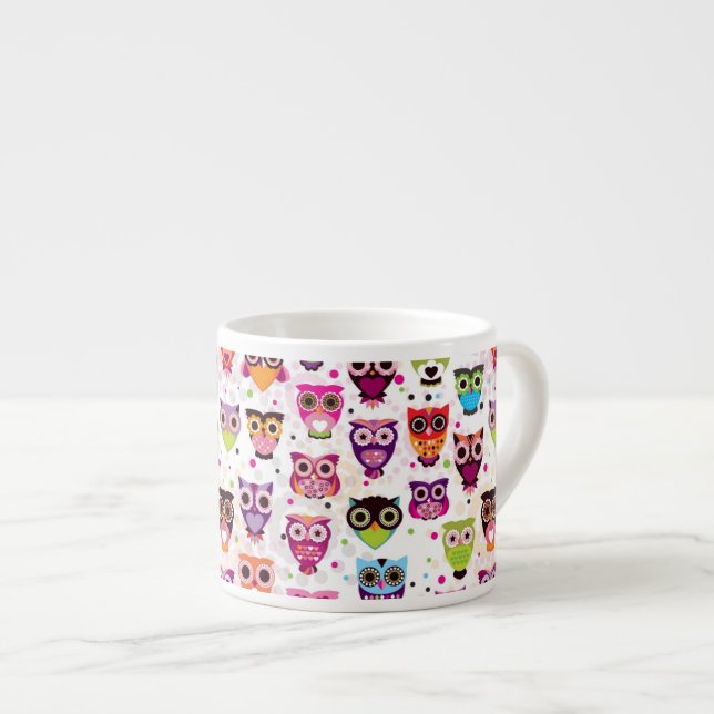Colourful Owl Pattern For Kids 2 Espresso Cup (Front Right)